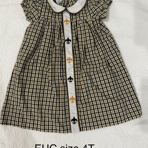 Saints Checkered Dress with Fleur de Lis